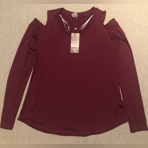CALIA NWT Cold Shoulder Long Sleeve, Crimson, XL